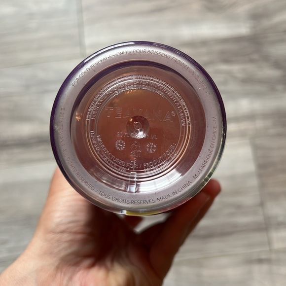 Teavana 20 ounce tumbler straw pink floral hibiscus flowers red green cup - Picture 6 of 6